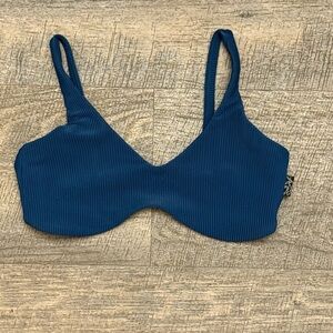 Tiger Friday Sports Bra Child Large Blue Ribbed Dance Top Athletic Wear